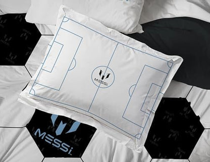 Jay Franco Kids Comforter Set Includes Sheets and Pillow Cover - Soft and Cozy Bed Set for Stylish Room Décor, White - Messi, 7 Piece Queen