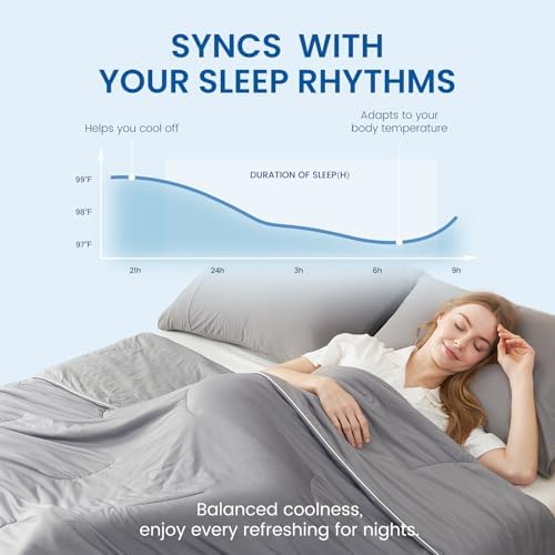 Cozy Bliss Cooling Comforter King Size, Reversible Lightweight Cooling Blankets for Hot Sleepers and Night Sweats, Q-Max>0.45 Soft Breathable Silky Smooth Summer Comforter, Dark Grey, 106"x90"