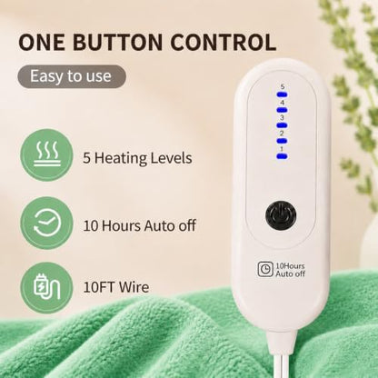 Heated Blanket Electric Blanket Twin Size, Aqua Green