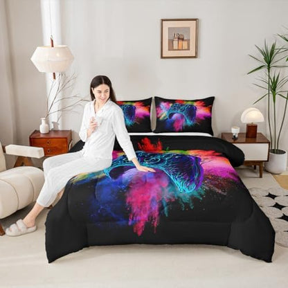Erosebridal Boys Gaming Bed Comforter Set King Size,Kids Gamer Bedding Sets Girls,Colorful Tie Dye Video Game Quilt Comforter Navy Blue Gamepad Lightweight Bedding Set 1 Comforter with 2 Pillowcases