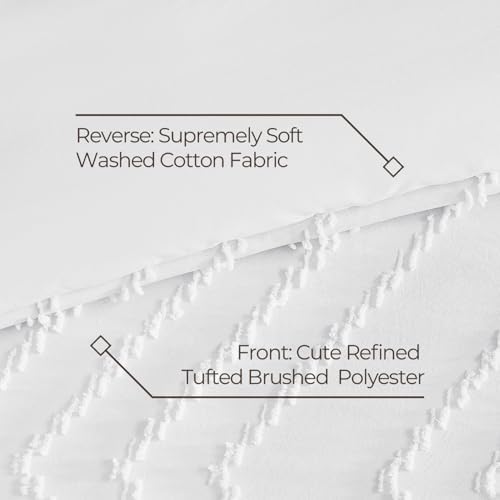 Litanika White Super King Comforter Set with Sheets, 7 Pieces Boho Bed Set