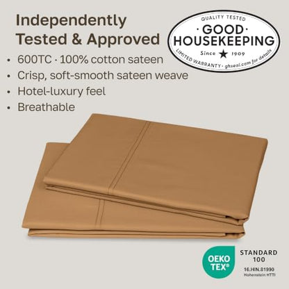 California Design Den 600 TC Set of 2 King Pillowcases, Honey Caramel