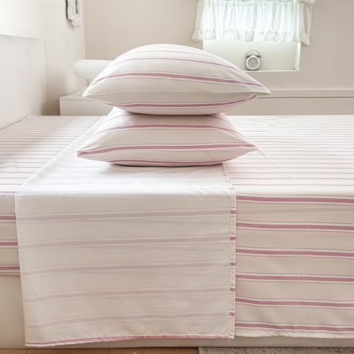 NSNLGSGC Pink Retro Striped Duvet Cover Set, Twin