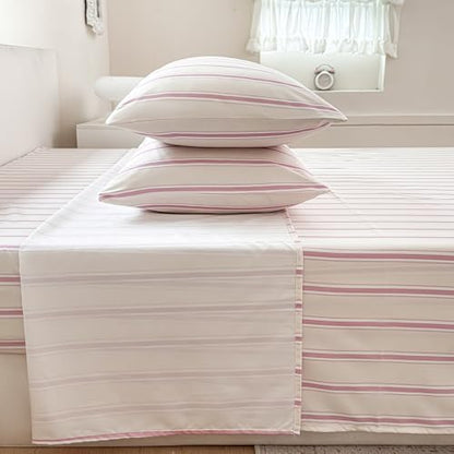 NSNLGSGC Pink Retro Striped Duvet Cover Set, Twin