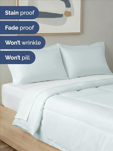 King Comforter Set - Ice Blue Bedding for All Seasons - 3 Piece Bed Set