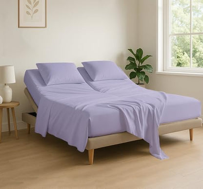 4 Piece Flex Head King Sheet Set 34" Top, 100% Egyptian Cotton, Lavender