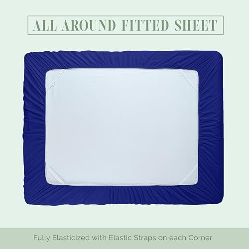 Elegant Comfort 4-Piece Bed Sheet Set - Luxury Bedding 1500 Premium Hotel Quality Microfiber, All Around Elastic 18-24 Inches Deep Fitted Sheet- Extra Deep Pocket Sheets, King, Imperial Blue