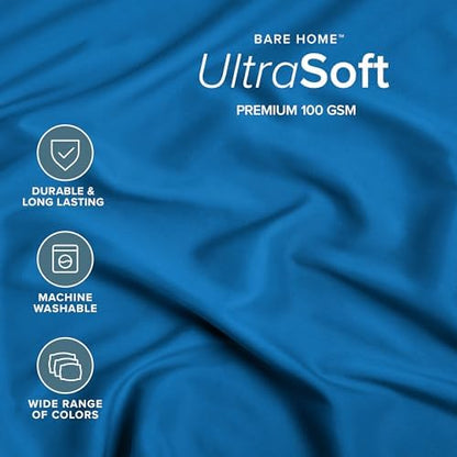 Bare Home Twin XL Fitted Sheet - 1800 Ultra-Soft (Twin XL, Medium Blue)