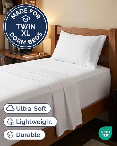 Extra Deep Twin XL Sheet Set - 3 Piece College Dorm Room - White