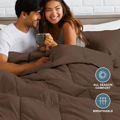 Bare Home Comforter Set - 1800 Ultra Soft (King, Cocoa)