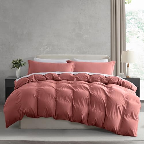 Hearth & Harbor Prewashed King Duvet Cover Set, Pink Clay
