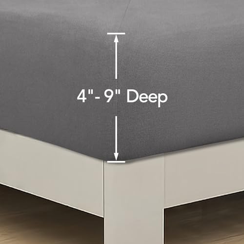 PureFit Stretchy Box Spring Cover King - Elastic Fitted Box Spring Wrap Around 4 Sides, Wrinkle & Fading Resistant Fits King and C-King Size Beds, Light Gray