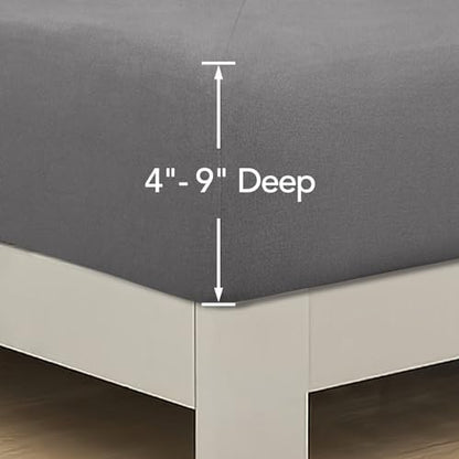 PureFit Stretchy Box Spring Cover King - Elastic Fitted Box Spring Wrap Around 4 Sides, Wrinkle & Fading Resistant Fits King and C-King Size Beds, Light Gray