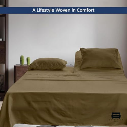 4 Piece Flex Head King Sheet Set 34" Top, 100% Egyptian Cotton, Taupe