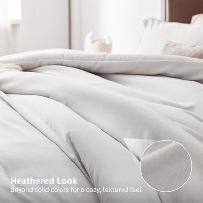 Bedsure Grayish White Queen Comforter Set, Cationic Dyed Bedding Set 3 Pcs