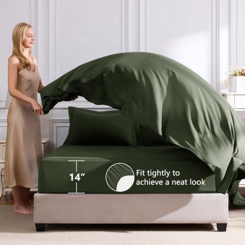 CozyLux Full Comforter Set 82"x86" Dark Green - 7 Piece Bed in a Bag