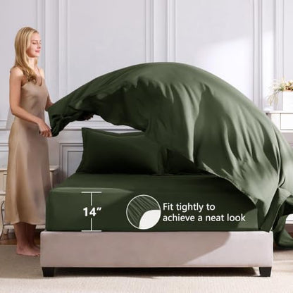 CozyLux King Comforter Set 102"x90" Dark Green - 7 Piece Bed in a Bag