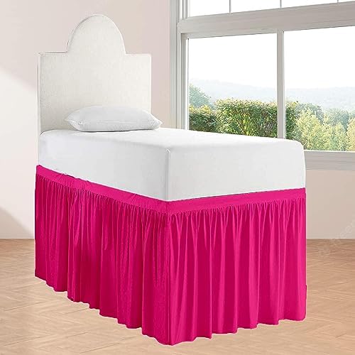 Full XL 34" Inch Drop Long Dorm Bed Skirt, Ruffled Pattern College Dorm Room Bed Skirts, Split Corner, Easy Care, No Wrinkle Microfiber Bed Skirt
