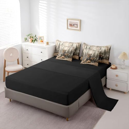 Erosebridal 3D Tiger Full Comforter Set with Sheets 7 Piece Wild Animals Bed in A Bag Natural Hunting Wildlife Bedding Sets for Women Adults Vintage Woodland Forest Bed Set