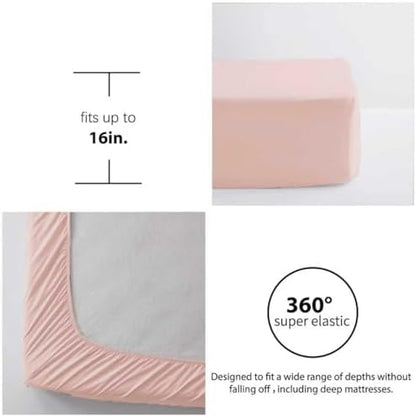 Queen Comforter Set 7 Piece, Pink Bed in a Bag Queen Size Bedding Sets