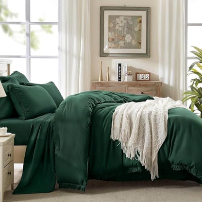 Andency Oversized King Comforter Set, 7 Pieces Emerald Green Bedding