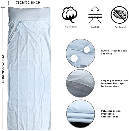 Travel and Camping Sheet Sleeping Bag Liner - Lightweight Compact and Portable Adult Sleeping Bag - Ideal for Traveling,Hostels and Camping
