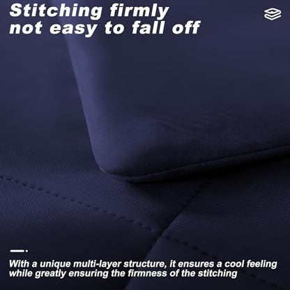 Cooling Comforter Twin Size, Double-Sided Cold Tech Fabric Quilted Bed Comforters Cooling Blanket for Hot Sleepers, Breathable Lightweight Summer Bedding, All-Season Ice Blanket, Navy Blue