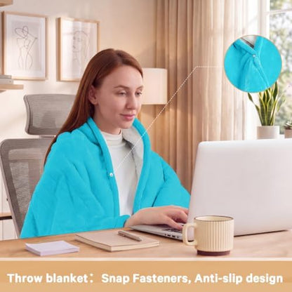 Heated Electric Blanket Twin, Soft Heating Blanket, 62" x 84", Teal