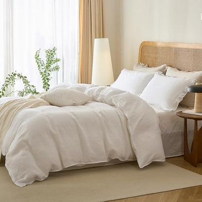 Talasily 100% French Linen Oversized King Duvet Cover Set, Organic Linen