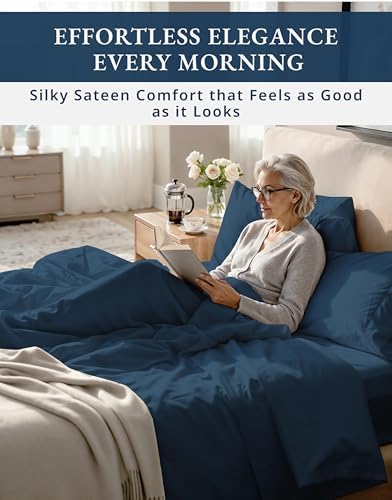 LANE LINEN Twin XL Sheets Deep Pockets 100% Egyptian Cotton - Estate Blue