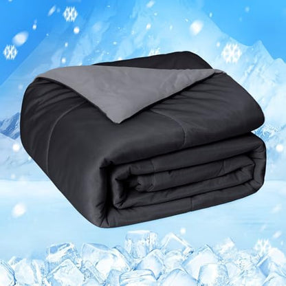 HOMFINE Cooling Comforter for Hot Sleepers Twin/Twin XL, Black 60"x90"