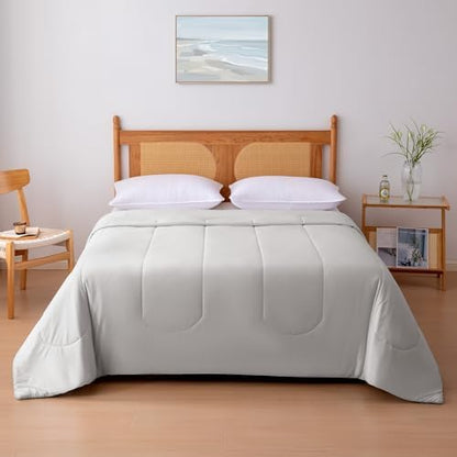 Amazon Basics Cooling Comforter, Temperature Regulating Blanket for Hot Sleepers, Summer & All Season Bedding, Lightweight, 68"x90", Twin, Gray