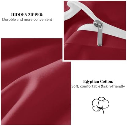Twin Duvet Cover,100% Egyptian Cotton Duvet Cover Set,1600 Thread Count Feel Super Soft Comfortable Chic Lightweight 2 PCs Home Bedding Set (Red, 68''x90''