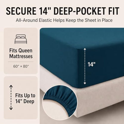 CozyLux Oversized Queen Comforter Set Lyons Blue - 7 Pieces Bed in a Bag