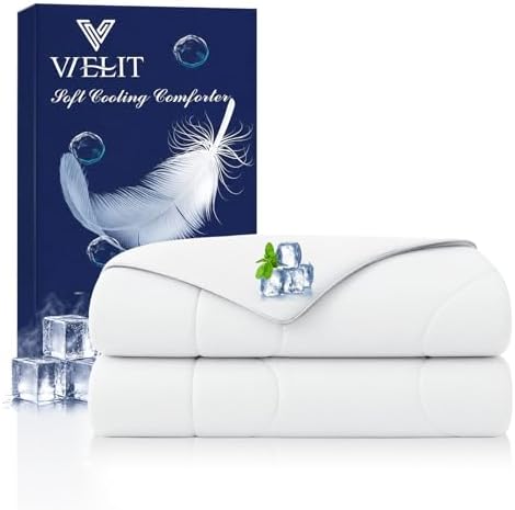 Vielit Cooling Comforter Queen Size for Hot Sleepers & Night Sweats, Luxury Lightweight Summer Comforter,Soft Dual-Sided Breathable Cooling Blankets,Q-Max>0.425,Machinewashable,90x90,White