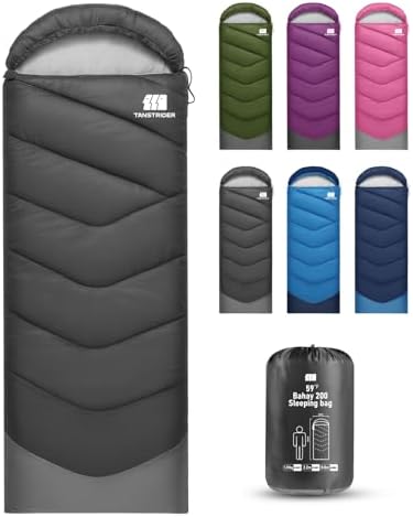 Sleeping Bags for Adults Teens, 4 Season Camping Sleeping Bag Waterproof,Machine Washable Backpacking Gear for Cool Weather,Outdoor Tent Hiking Hunting,with Compression Sack,86.6x31.5
