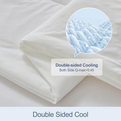 CHOSHOME Cooling Comforter Cooling Blanket, Q-Max 0.45 Cool Sleeping Summer Blanket for Hot Sleeper Night Sweats, Cal King 96" x 102", White
