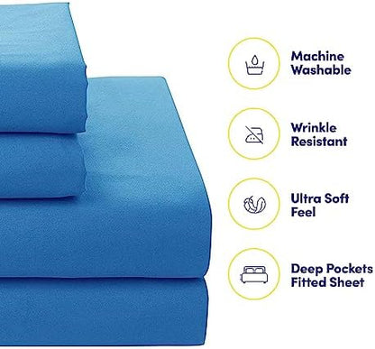 Sweet Home Collection 7 Piece Comforter Set Bag Solid Color All Season Soft Down Alternative Blanket & Luxurious Microfiber Bed Sheets, Mediterranean, Queen
