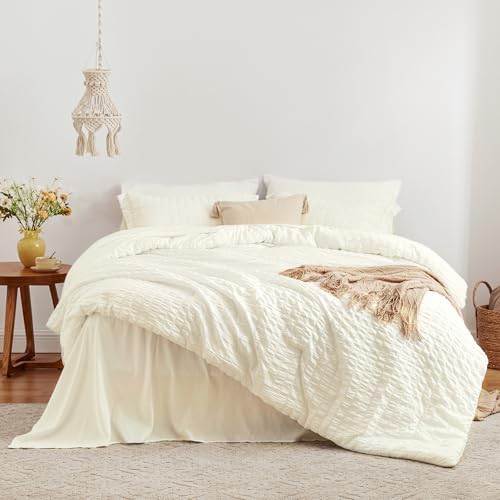 Love's cabin Seersucker Ivory Twin Comforter Set