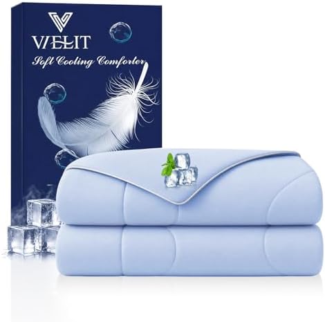 Vielit Cooling Comforter Queen Size for Hot Sleepers & Night Sweats, Luxury Lightweight Cooling Blanket,Soft Dual-Sided Breathable Summer Comforter,Q-Max>0.425,Machinewashable,90x90,Sky Blue
