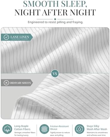 450TC 100% Cotton California King Bedsheet - Sateen Weave, Ticking Stripe