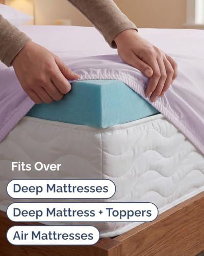 Extra Deep Twin XL Sheet Set - 3 Piece College Dorm Room - Light Lavender