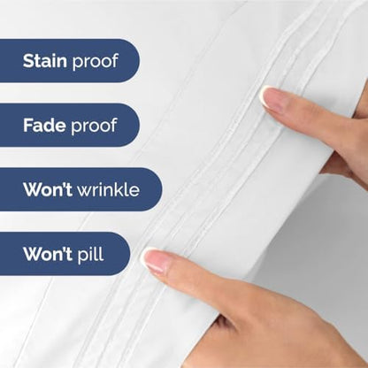Full Size 4 Piece Sheet Set - Ultra Soft & Cooling Sheets - Bright White