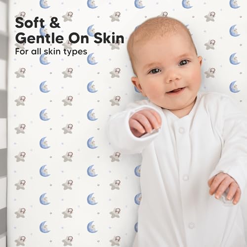 KeaBabies 2pk Organic Cotton Crib Sheets for Boys Girls 52x28, Cosmo