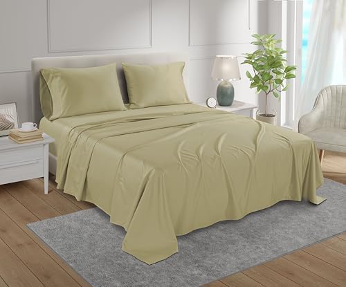 100% Cotton Bed Sheets Full Size Bed Set, 4 PC Full Sheet Set - Seafoam