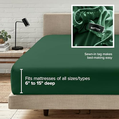 Bare Home King Fitted Sheet - 1800 Ultra-Soft (King, Forest Green)