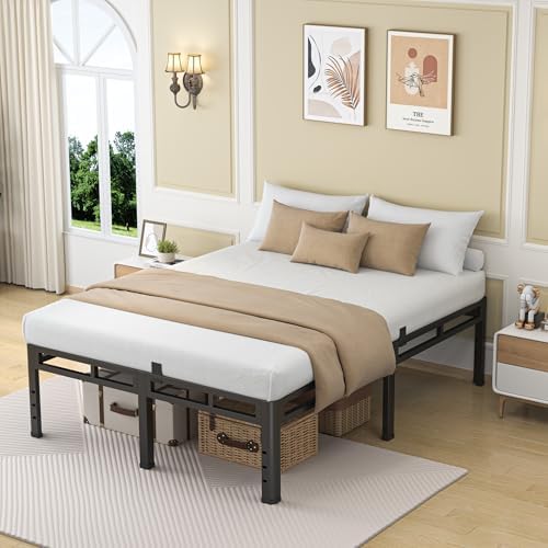 NKZ Full Size Metal Platform Bed Frame, 24 Inch Dual-Layer Heavy Duty Base