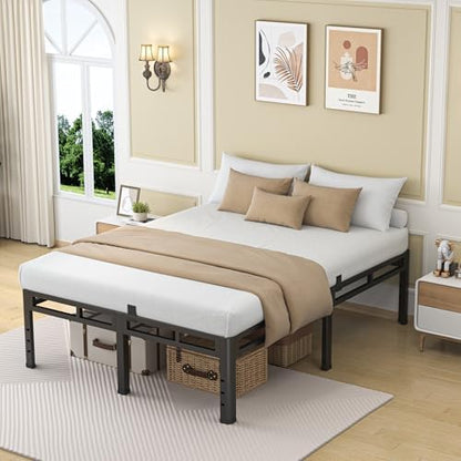 NKZ Full Size Metal Platform Bed Frame, 24 Inch Dual-Layer Heavy Duty Base