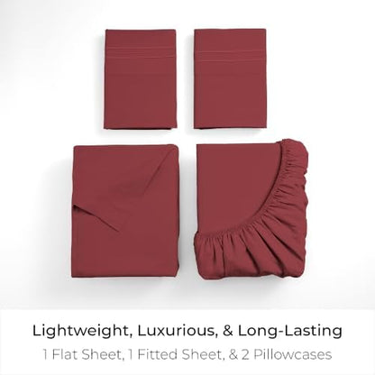 Mellanni Iconic 4-Piece, Ultra Soft Sheet Set (Full, Brick Red)