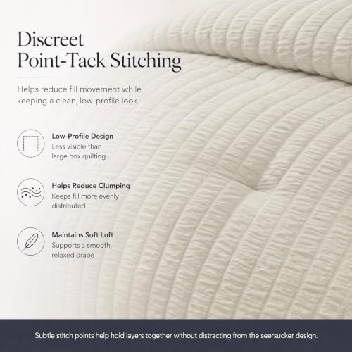 CozyLux California King Comforter Set, Oatmeal Seersucker Bed in a Bag